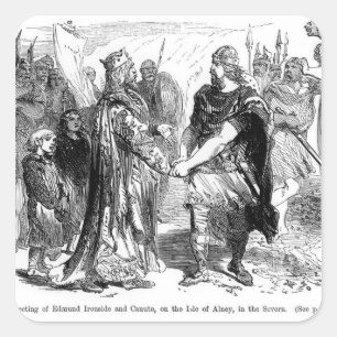 Pegatina Cuadrada Reunión de Edmund Ironside y de Canute