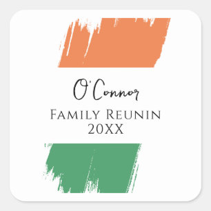 Pegatina Cuadrada Reunión de familia del apellido irlandés Custo