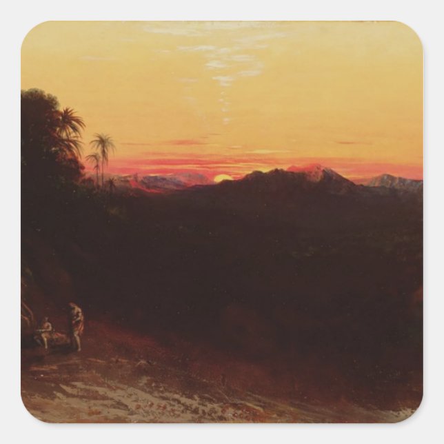 Pegatina Cuadrada Reunión de Jacob y Esau (Anverso)