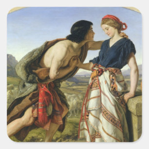 Pegatina Cuadrada Reunión de Jacob y Rachel, 1853