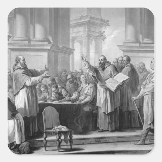 Pegatina Cuadrada Reunión de San Agustín y los Donatistas (Anverso)