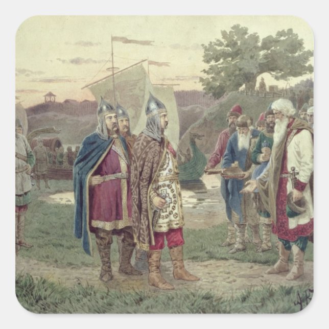 Pegatina Cuadrada Reunión del Gran Duque con el pueblo (Anverso)