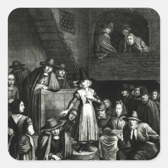 Pegatina Cuadrada Reunión del Quaker, 1699 (Anverso)