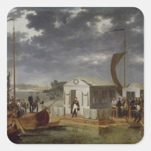 Pegatina Cuadrada Reunión entre Napoleón Bonaparte