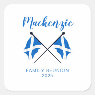 Pegatina Cuadrada Reunión Familiar Banderas de Escocia