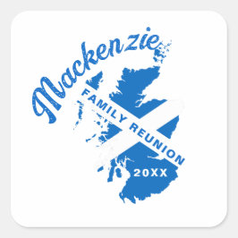 Pegatina Cuadrada Reunión familiar de la bandera de Escocia 