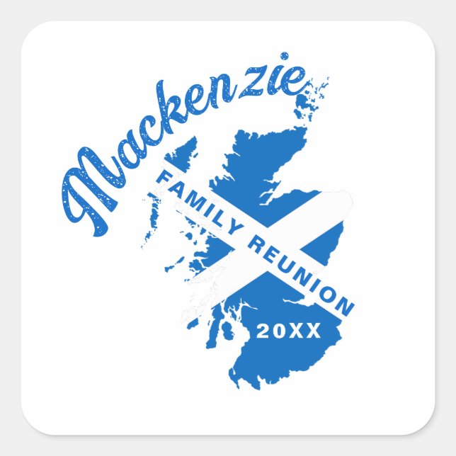 Pegatina Cuadrada Reunión familiar de la bandera de Escocia  (Anverso)