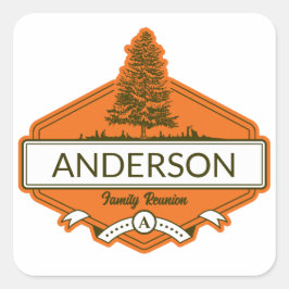 Pegatina Cuadrada Reunión Familiar Personalizada 