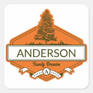 Pegatina Cuadrada Reunión Familiar Personalizada 