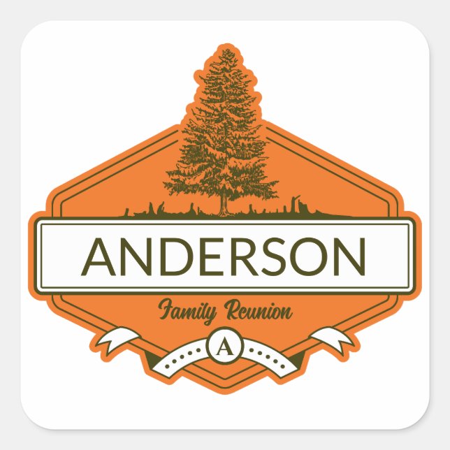 Pegatina Cuadrada Reunión Familiar Personalizada  (Anverso)