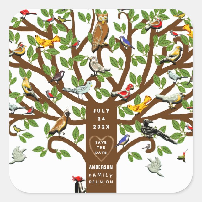 Pegatina Cuadrada Reunión familiar salva la fecha (Anverso)