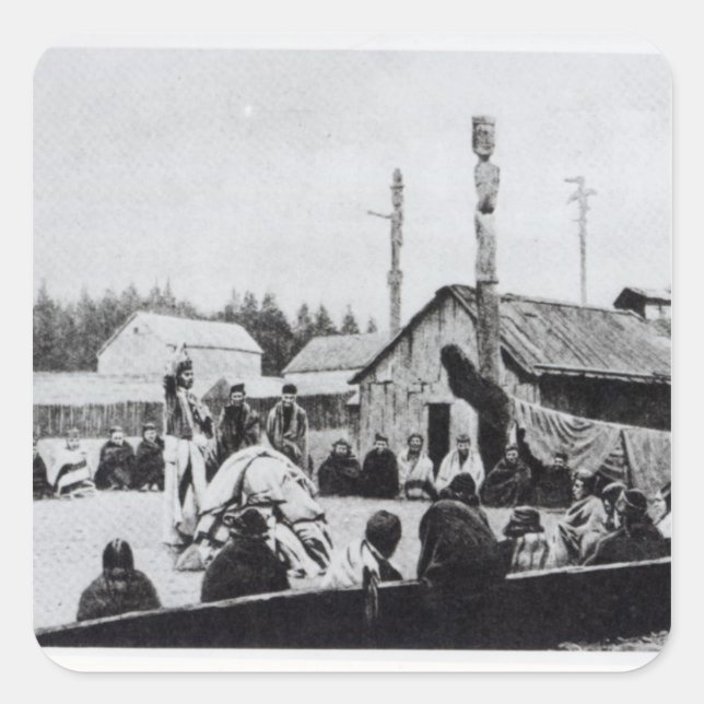 Pegatina Cuadrada Reunión tribal (Anverso)