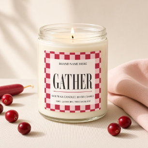 Pegatina Cuadrada Reunir Gingham Rojo Rosa Personalizado Día de Acci