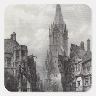 Pegatina Cuadrada Reutlingen, grabado por J.J. Crew