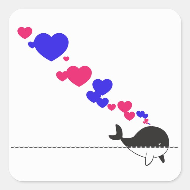 Pegatina Cuadrada Revelación de género de ballenas (Anverso)
