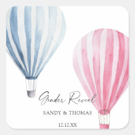 Pegatina Cuadrada Revelación de género de los globos de aire de colo