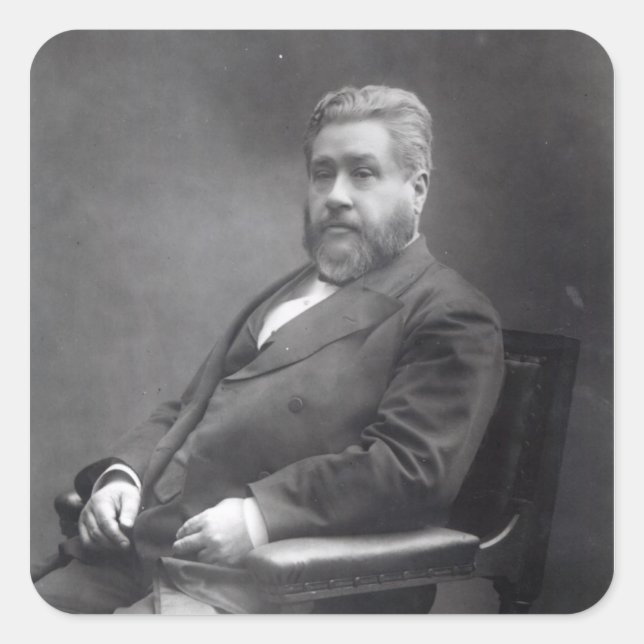 Pegatina Cuadrada Reverendo Charles Haddon Spurgeon (Anverso)