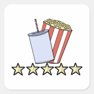 Pegatina Cuadrada Revisión de película personalizada de 5 estrellas