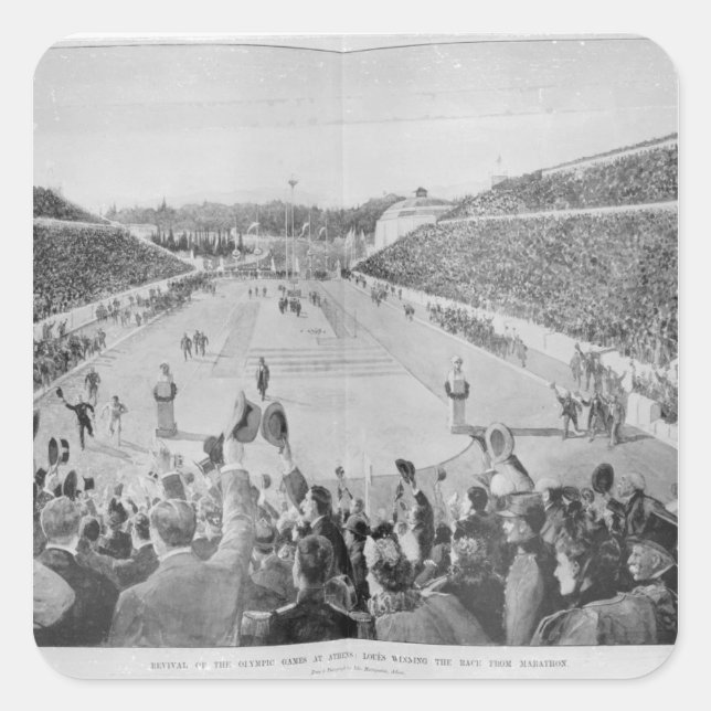 Pegatina Cuadrada Revitalización de los Juegos Olímpicos de Atenas (Anverso)