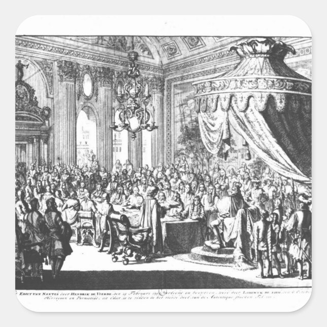 Pegatina Cuadrada Revocación del edicto de Nantes (Anverso)