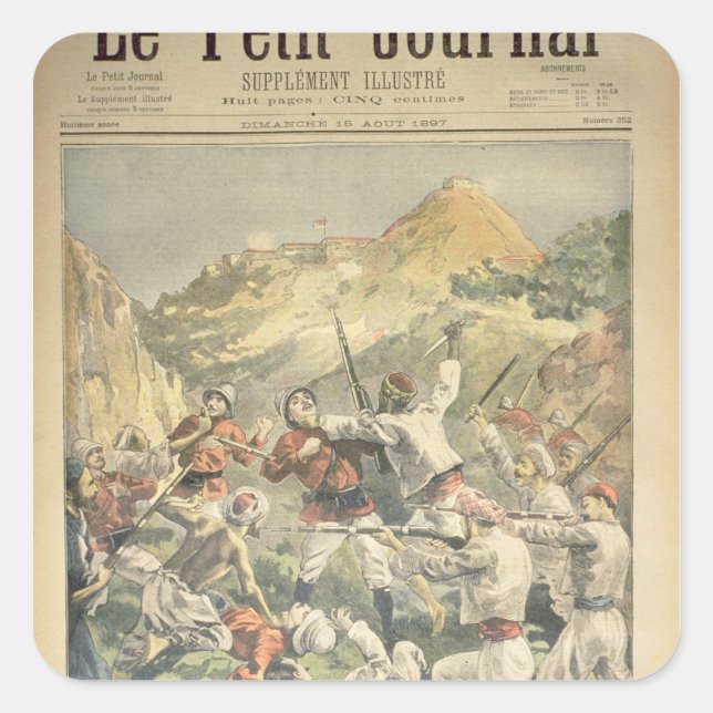 Pegatina Cuadrada Revuelta en India (Anverso)