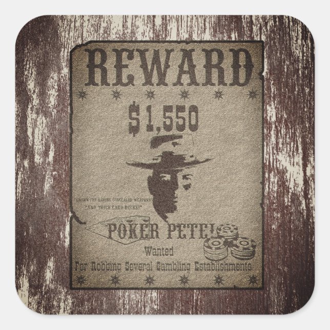 Pegatina Cuadrada Reward Western Poster (Anverso)