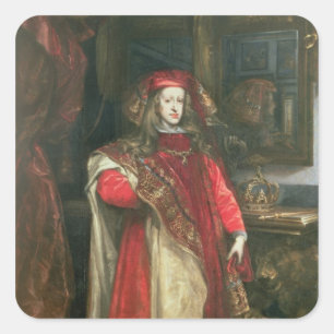 Pegatina Cuadrada Rey Charles II de España
