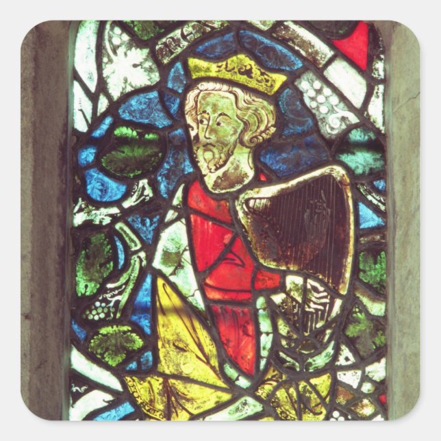 Pegatina Cuadrada Rey David, siglo XIV (Anverso)