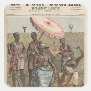 Pegatina Cuadrada Rey de Behanzin de Dahomey