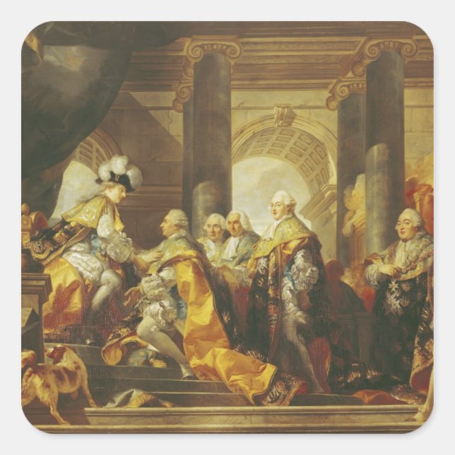 Pegatina Cuadrada Rey de Louis XVI de Francia (Anverso)