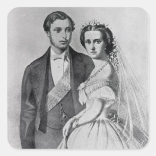 Pegatina Cuadrada Rey Edward y reina Alexandra