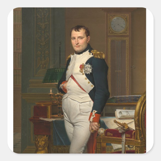 Pegatina Cuadrada Rey francés Napoleón Bonaparte (Anverso)