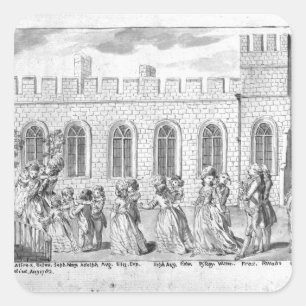 Pegatina Cuadrada Rey George III y reina Charlotte