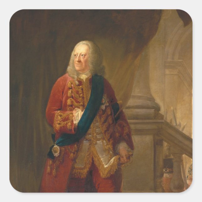 Pegatina Cuadrada Rey Jorge II, 1759 (Anverso)