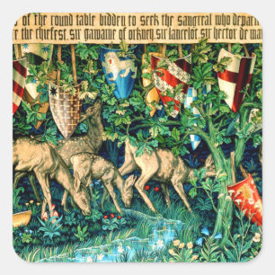 Pegatina Cuadrada Rey Medieval Arthur William Morris