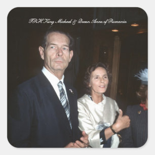 Pegatina Cuadrada Rey Michael y Reina Ana de Rumania
