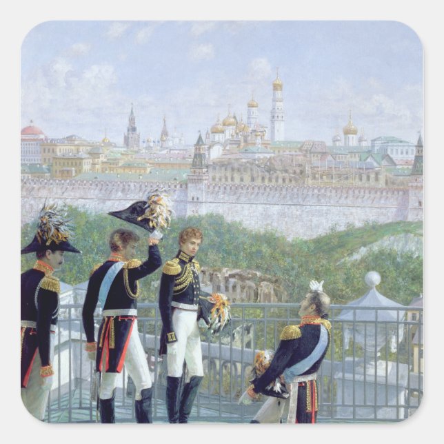 Pegatina Cuadrada Rey prusiano Friedrich Wilhelm II (Anverso)