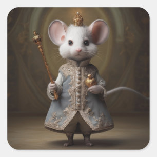Pegatina Cuadrada Rey Ratón de la Moda del Ballet Cascanueces