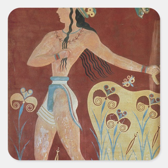 Pegatina Cuadrada Rey sacerdote o príncipe con lirios (Anverso)