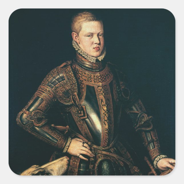 Pegatina Cuadrada Rey Sebastián de Portugal, c.1571 (Anverso)