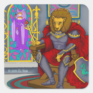 Pegatina Cuadrada Rey Sticker del león