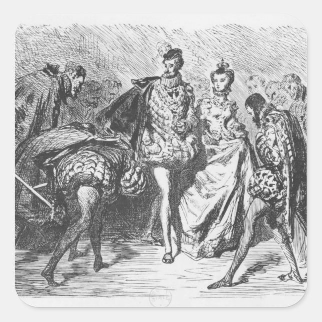 Pegatina Cuadrada Rey y corte (Anverso)