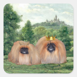 Pegatina Cuadrada Rey y Reina de Pekín con Castillo de los Sueños
