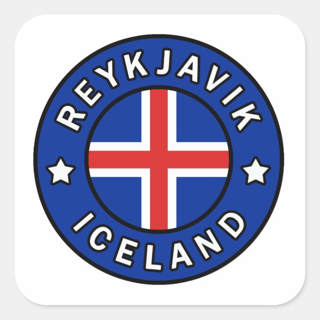Pegatina Cuadrada Reykjavik Islandia (Anverso)