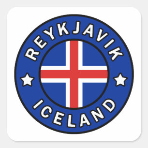 Pegatina Cuadrada Reykjavik Islandia