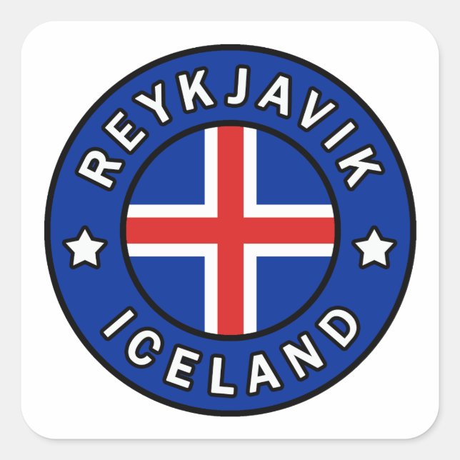 Pegatina Cuadrada Reykjavik Islandia (Anverso)