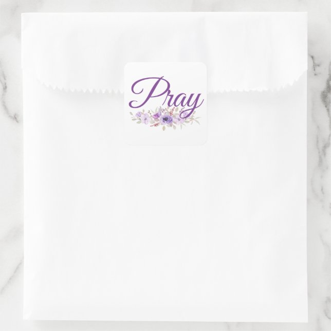 Pegatina Cuadrada Reza la flor de citas Inspiradoras (Bolso)