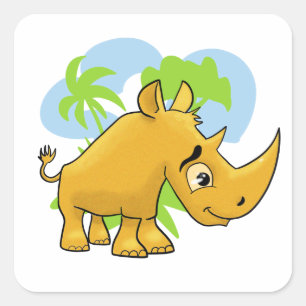 Pegatina Cuadrada Rhino maravilloso