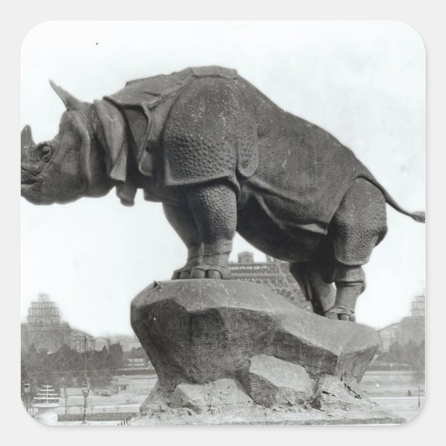 Pegatina Cuadrada Rhinoceros (Anverso)