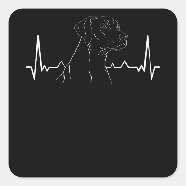 Pegatina Cuadrada Rhodesian Ridgeback Heartbeat (Anverso)